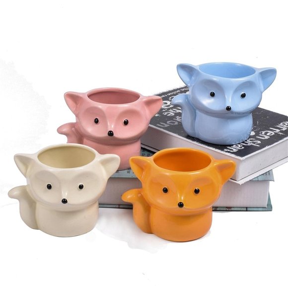Set of 4 Fox Planters, Animal Flower Pots, Gifts - Picture 3 of 4
